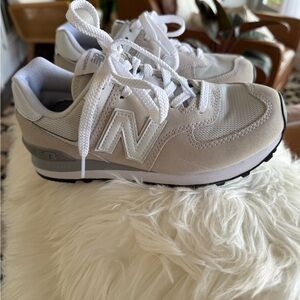 New Balance Light Gray and White Athletic Shoes